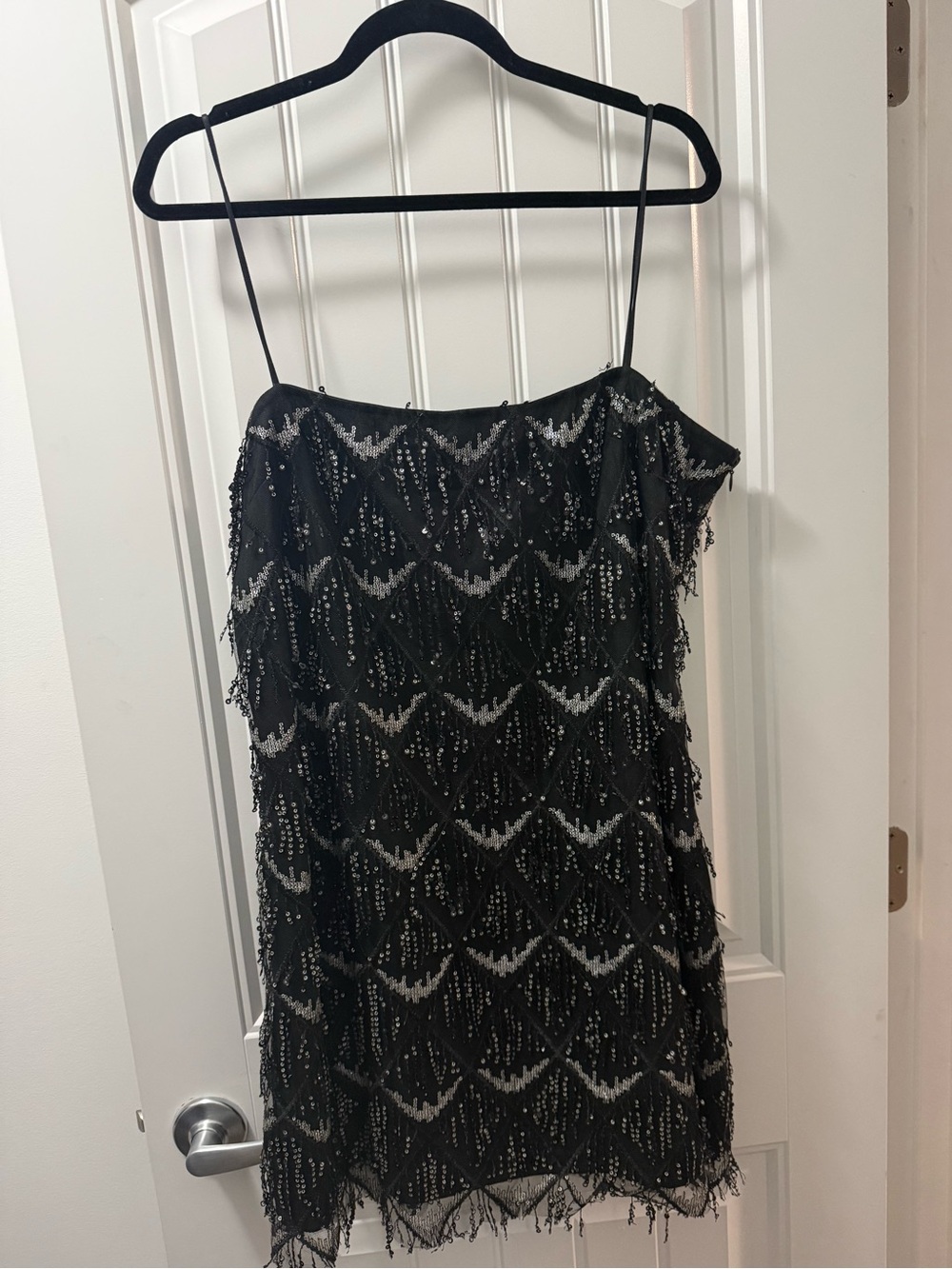 Showpo Black Sequin Fringe Mini Dress